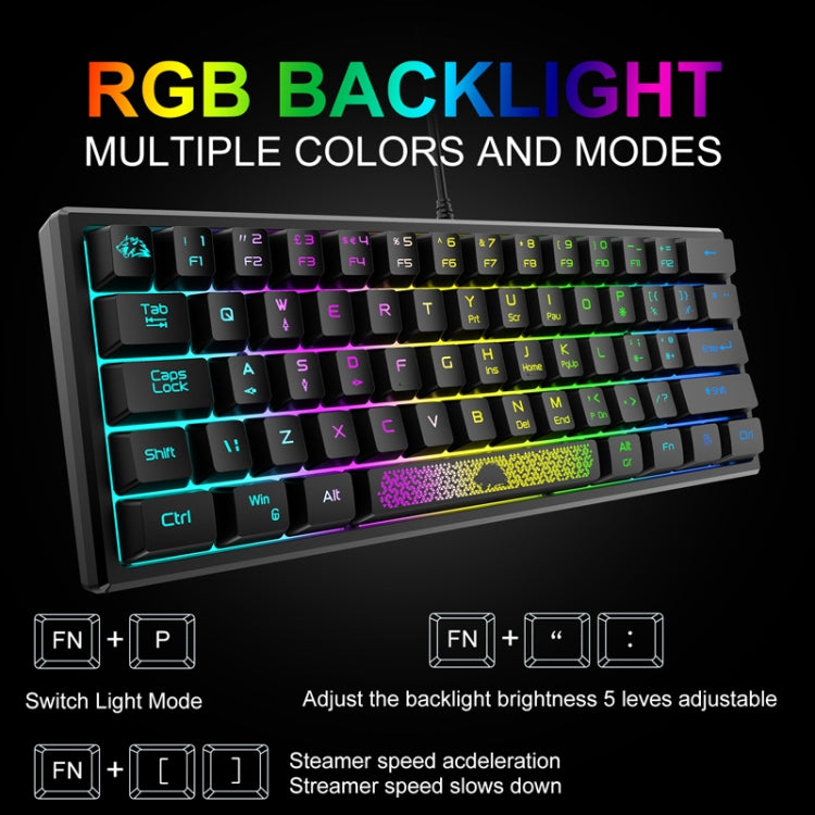 ZIYOULANG K61 62 Keys Game RGB Lighting Notebook Wired Keyboard, Cable Length: 1.5m, K61 White Black, K61 Blue White, K61 White Blue, K61 Black White