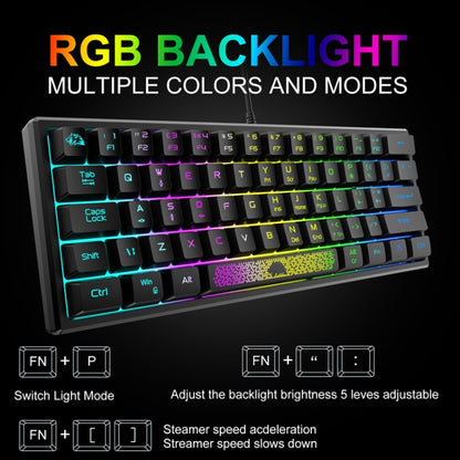 ZIYOULANG K61 62 Keys Game RGB Lighting Notebook Wired Keyboard, Cable Length: 1.5m, K61 White Black, K61 Blue White, K61 White Blue, K61 Black White
