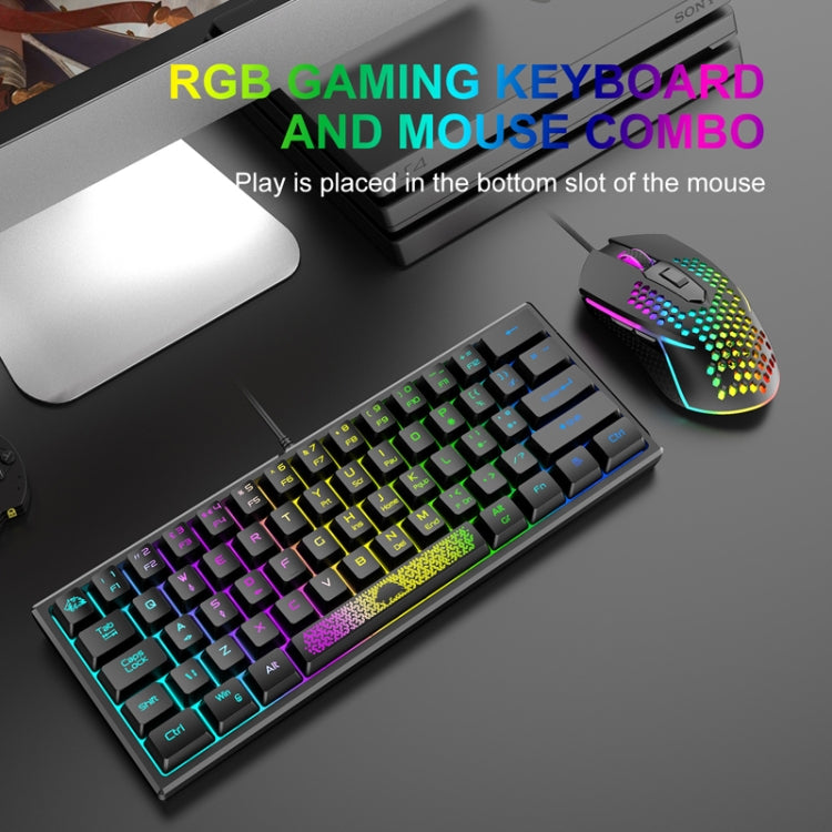 ZIYOULANG K61 62 Keys Game RGB Lighting Notebook Wired Keyboard, Cable Length: 1.5m, K61 White Black, K61 Blue White, K61 White Blue, K61 Black White