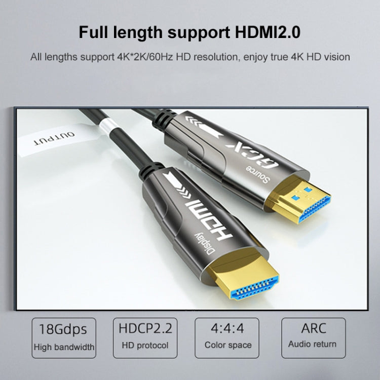 HDMI 2.0 Male To HDMI 2.0 Male 4K HD Active Optical Cable, Cable Length:, 1.8m(Grey), 3m(Grey), 5m(Grey), 8m(Grey), 10m(Grey), 15m(Grey), 20m(Grey), 25m(Grey), 30m(Grey), 35m(Grey), 40m(Grey), 45m(Grey), 50m(Grey), 60m(Grey), 70m(Grey), 80m(Grey)...