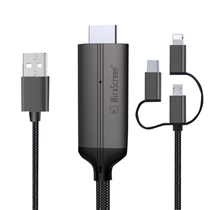 1080P HDTV Dongle Cable, Plug And Play HDMI With Screen Plug And Play, LD36 8 Pin + Micro USB + Type-C / USB-C to HDMI