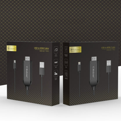 1080P HDTV Dongle Cable, Plug And Play HDMI With Screen Plug And Play, LD36 8 Pin + Micro USB + Type-C / USB-C to HDMI