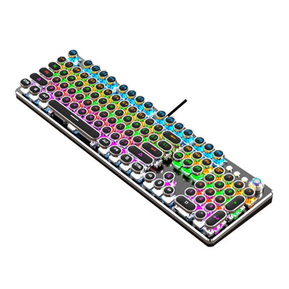 K820 104 Keys Retro Punk Plating Knob Glowing Wired Green Shaft Keyboard, Cable Length: 1.6m, Style:, Running Lights (Black), Running Lights (White), White Light (Blue), Square (Black)