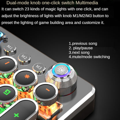 K820 104 Keys Retro Punk Plating Knob Glowing Wired Green Shaft Keyboard, Cable Length: 1.6m, Style:, Running Lights (Black), Running Lights (White), White Light (Blue), Square (Black)