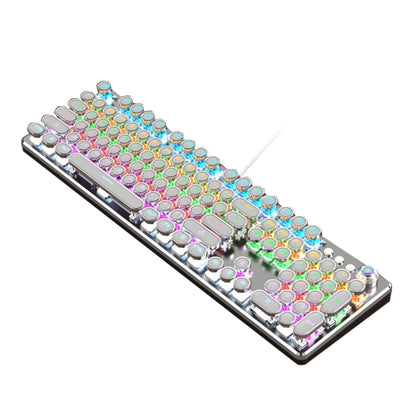 K820 104 Keys Retro Punk Plating Knob Glowing Wired Green Shaft Keyboard, Cable Length: 1.6m, Style:, Running Lights (Black), Running Lights (White), White Light (Blue), Square (Black)