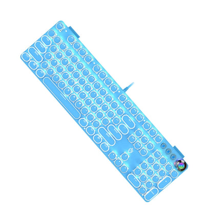 K820 104 Keys Retro Punk Plating Knob Glowing Wired Green Shaft Keyboard, Cable Length: 1.6m, Style:, Running Lights (Black), Running Lights (White), White Light (Blue), Square (Black)