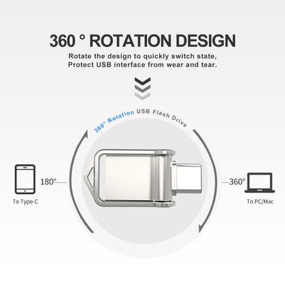 USB 2.0 + Type-C/USB-C High Speed ??Mini Computer and Phone Dual-purpose Rotary U Disk, 32GB, 64GB, 128GB