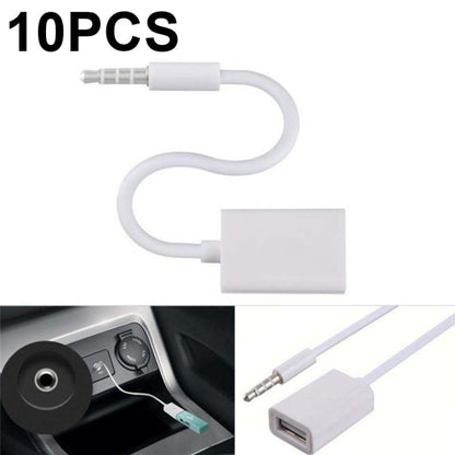 10 PCS Y-1502 14cm Car AUX Audio Cable To USB Car 3.5mm Adapter Cable, Y-1502