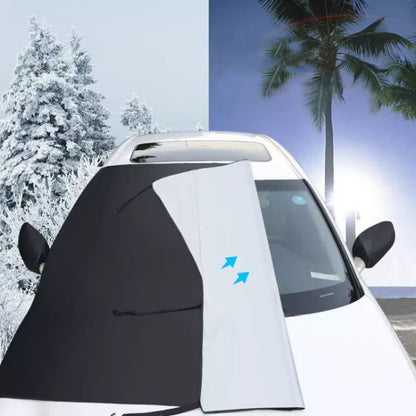 Car Front Window Snow Coated Silver Cloth Anti-freeze Sun Blocker Cover, 205x150x167cm