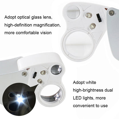 MG9889 30X-60X Mini Dual-Lens Craft Appreciation Magnifying Glass with LED Light, Dual-Lens 30X-60X