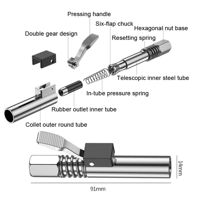 PC002 Lock Clamp Type High Pressure Grease Nozzle, Style:, Butter Mouth, Butter Mouth+30cm Hose, Butter Mouth+30cm Hose+3 Heads, Butter Mouth+40cm Hose, Butter Mouth+40cm Hose+3 Heads, Butter Mouth+60cm Hose, Butter Mouth+60cm Hose+3 Heads