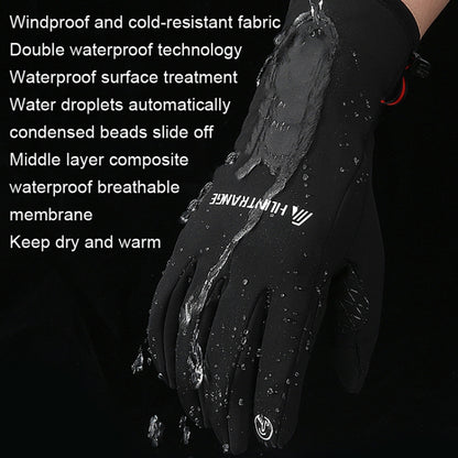 HUNTRANGE A037 Plus Velvet Sports Windproof Waterproof Touch Screen Riding Gloves, M, L, XL