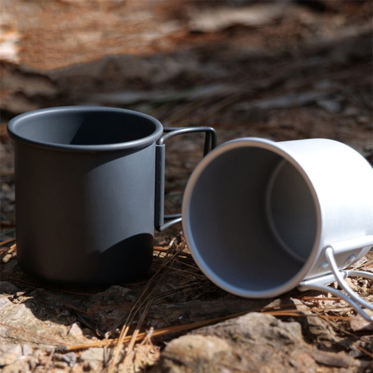 HK280 300ml Outdoor Camping Folding Water Cup Portable Aluminum Alloy Cup, Black, Silver