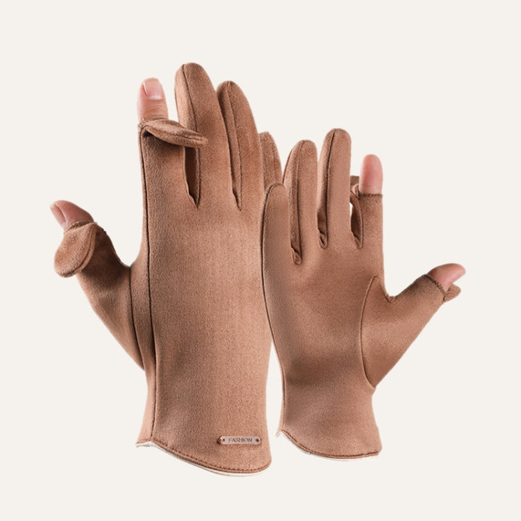 Touch Screen Plus Velvet Keep Warm Riding Gloves, Women Dark Green, Women Camel, Women Black, Men Black, Men Gray, Men Camel, Women Pink, Women Milk White)