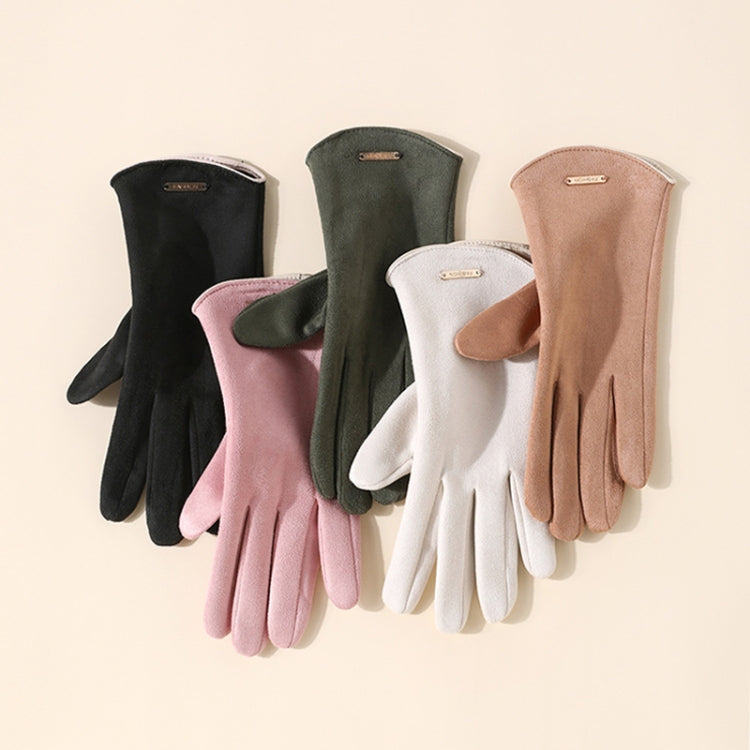 Touch Screen Plus Velvet Keep Warm Riding Gloves, Women Dark Green, Women Camel, Women Black, Men Black, Men Gray, Men Camel, Women Pink, Women Milk White)