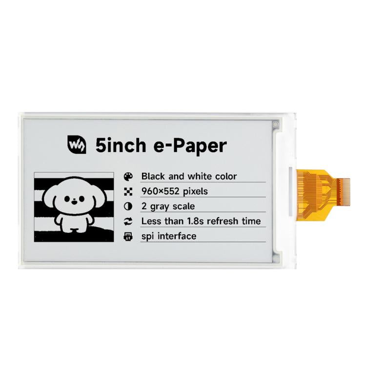 Waveshare 5inch E-Paper Display 960×552 Resolution, SPI Interface Compatible With Raspberry Pi GPIO, Display Only