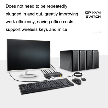 FJGEAR FJ-DK401 60HZ 4 Ports DP+USB To KVM Switcher With Desktop Controller, FJ-DK401