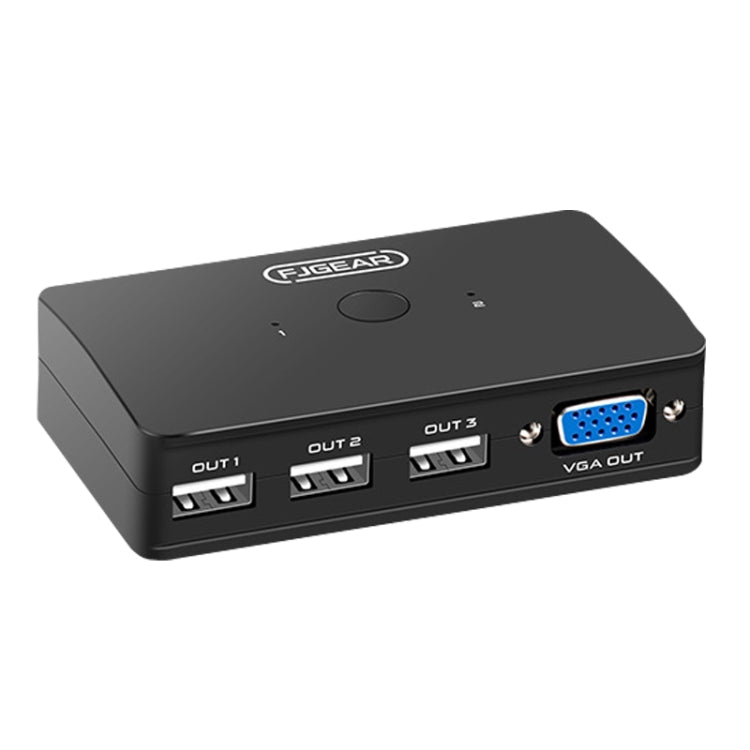 FJGEAR FJ-210UK 2 Ports HD VGA To KVM Switcher With Desktop Controller, FJ-210UK