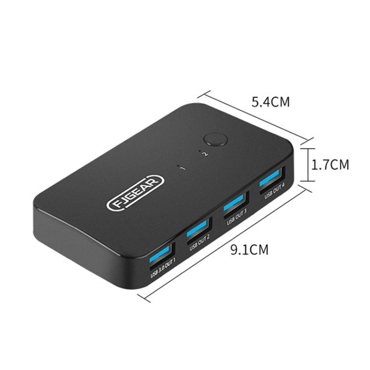 FJGEAR2 FJ-U302 3 In 2 Out USB Shared Shared Switch Expander With Desktop Controller Cable, FJ-U302