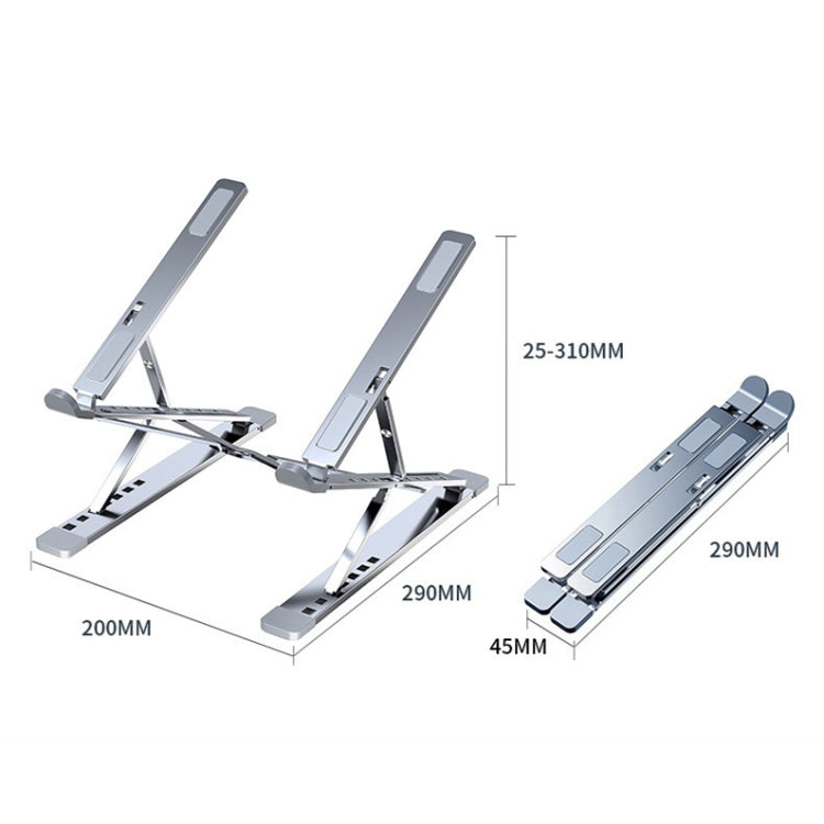 N8 Double-layer Foldable Lifting Aluminum Alloy Laptop Heat Dissipation Stand, N8 (Silver), N8 (Gray), N8 (Oxidized Silver)