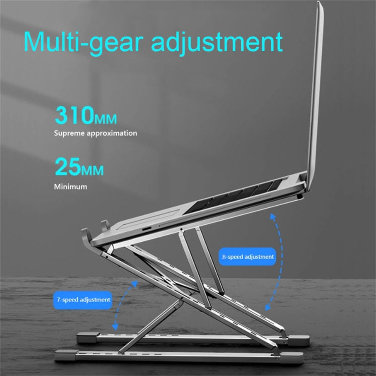 N8 Double-layer Foldable Lifting Aluminum Alloy Laptop Heat Dissipation Stand, N8 (Silver), N8 (Gray), N8 (Oxidized Silver)