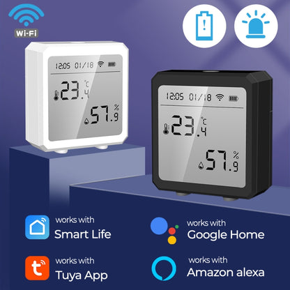 Wifi Temperature And Humidity Meter Sensor Equipment Smart Home Graffiti APP Temperature And Humidity Sensor, White, Black