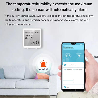 Wifi Temperature And Humidity Meter Sensor Equipment Smart Home Graffiti APP Temperature And Humidity Sensor, White, Black