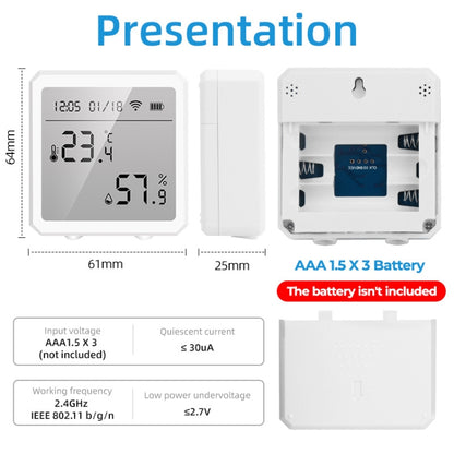 Wifi Temperature And Humidity Meter Sensor Equipment Smart Home Graffiti APP Temperature And Humidity Sensor, White, Black
