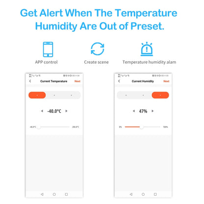 Wifi Temperature And Humidity Meter Sensor Equipment Smart Home Graffiti APP Temperature And Humidity Sensor, White, Black