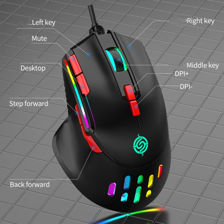K-Snake Q15 9 Keys RGB Light Effect Wired Mechanical Mouse, Cable Length: 1.5m, Q15 White, Q15 Black