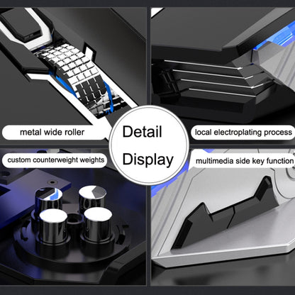 K-Snake Q18 9 Keys 6400DPI Glowing Machine Wired Gaming Mouse, Cable Length: 1.5m, Q18 Black, Q18 White
