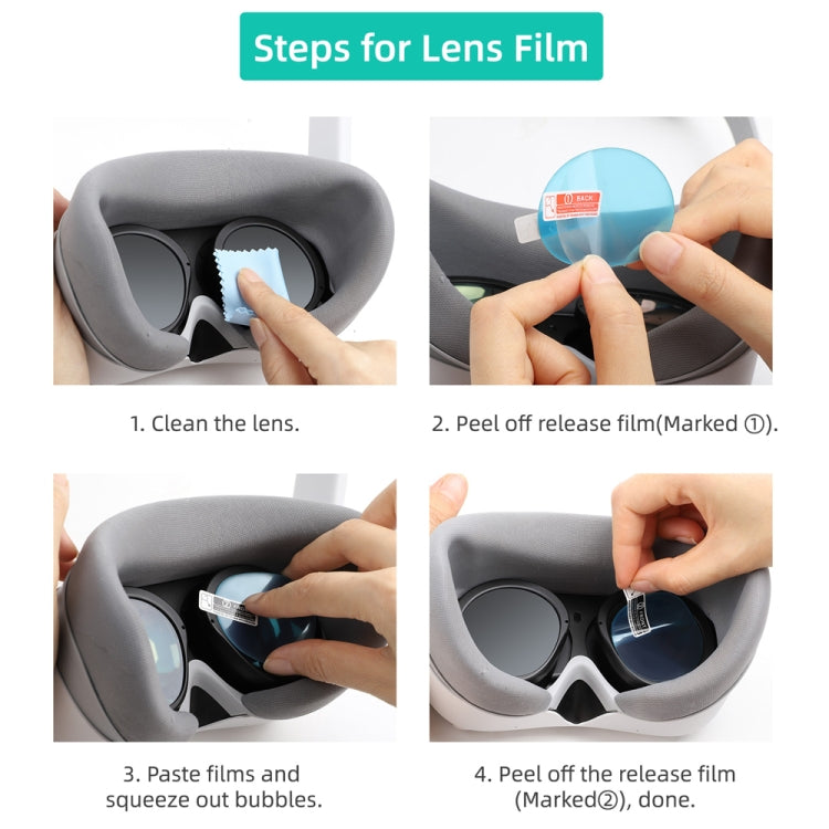 For PICO 4 VR Glasses 2 Pairs Lens Film + 2pcs Panel Film Set, For PICO 4