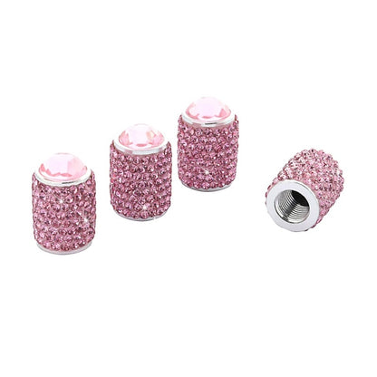Car Tyre Aluminium Full Diamond Valve Cap With Seal, White, Black, Pink, Red, AB, Purple, Dark Blue, Lake Blue, Shiny Black