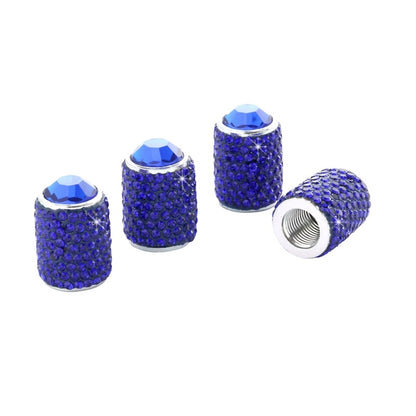 Car Tyre Aluminium Full Diamond Valve Cap With Seal, White, Black, Pink, Red, AB, Purple, Dark Blue, Lake Blue, Shiny Black