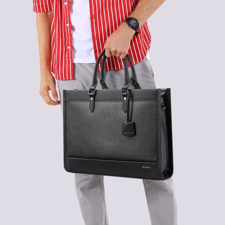 Bopai 11-98811 Leather Business Large-capacity Laptop Handbag Messenger Briefcase, 11-98811