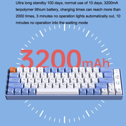 LANGTU GK65 65 Keys Wireless / Bluetooth / Wired Three Model Game Mechanical Keyboard, Cable Length: 1.5m, GK65 (Milk White), GK65 (Sky Blue)