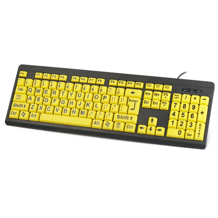 T801 104 Keys Special People Children Old Man Big Letters USB Wired Keyboard, Cable Length: 1.38m, T801 Yellow