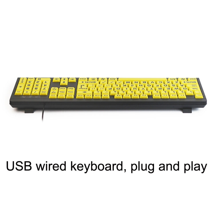 T801 104 Keys Special People Children Old Man Big Letters USB Wired Keyboard, Cable Length: 1.38m, T801 Yellow