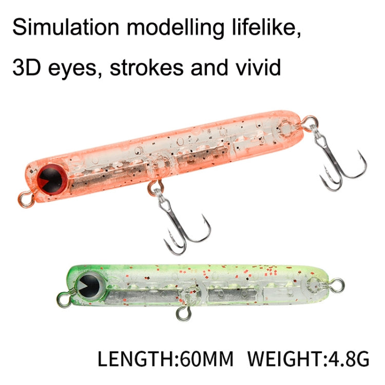 2pcs 4.8g 60mm Microbacter Pencil Top Horse Mouth Lure Bait Bionic Bait, 2pcs A, 2pcs B, 2pcs C, 2pcs D, 2pcs E, 2pcs F, 2pcs G, 2pcs H, 2pcs I