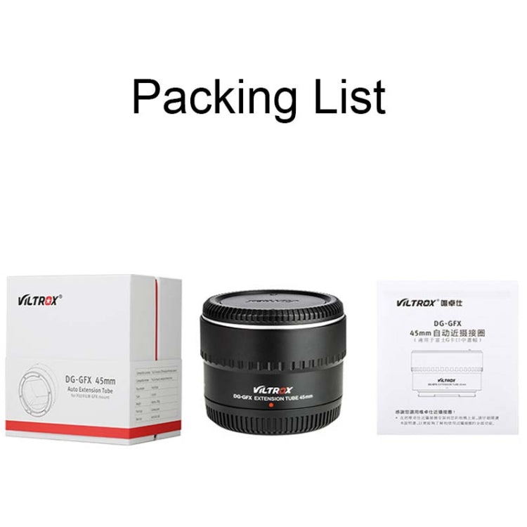 For Fujifilm 50R/50S VILTROX DG-GFX45mm Camera Medium Format Macro Adapter, For Fujifilm 50R/50S