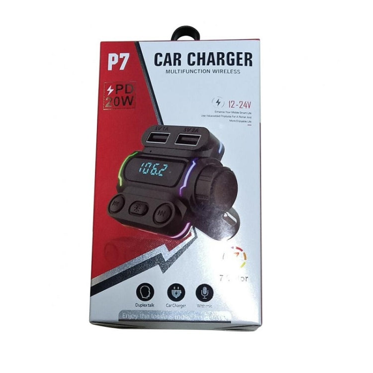 P7 PD20W QC3.0 Dual Fast Charging Car MP3 Player FM Transmitter, P7