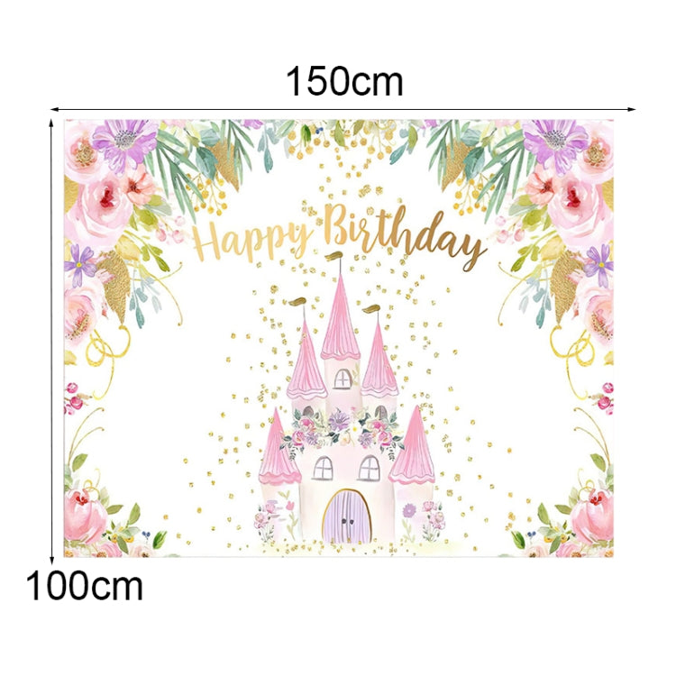 1.5m X 1m Cartoon Castle Photography Background Cloth Birthday Party Scene Decoration
