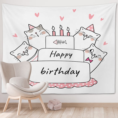 Happy Birthday Photo Backdrop Party Decoration Tapestry, 230x180cm, 230x150cm