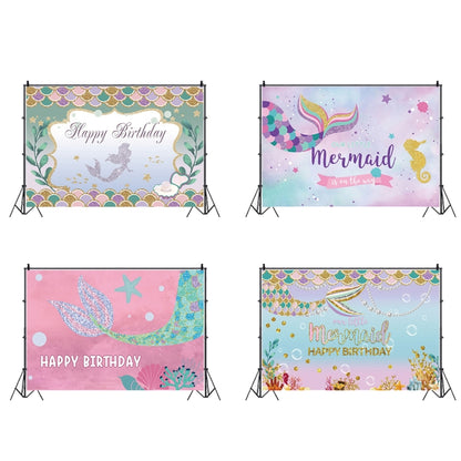 120 x 80cm Mermaid Happy Birthday Photography Background Cloth, 120 x 80cm (12002575), 120 x 80cm (12009595), 120 x 80cm (12009608), 120 x 80cm (12009768), 120 x 80cm (12101789), 120 x 80cm (12101996), 120 x 80cm (11401122), 120 x 80cm (12010125)