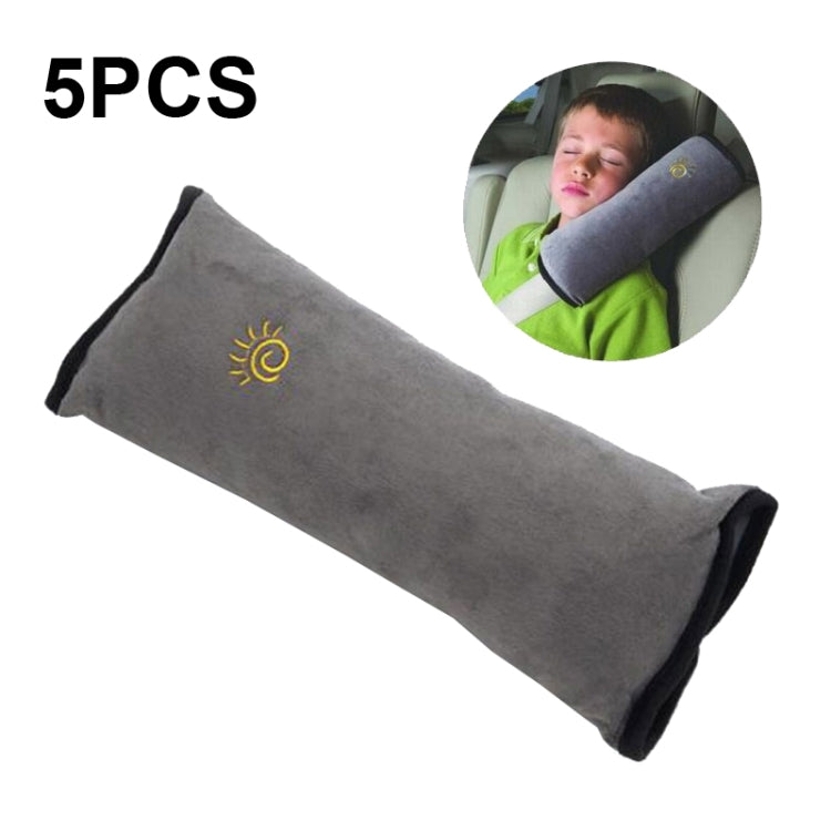 5 PCS Children Car Seat Belt Protective Cover Thickened Plush Shoulder Pillow, Gray, Beige, Blue, Pink