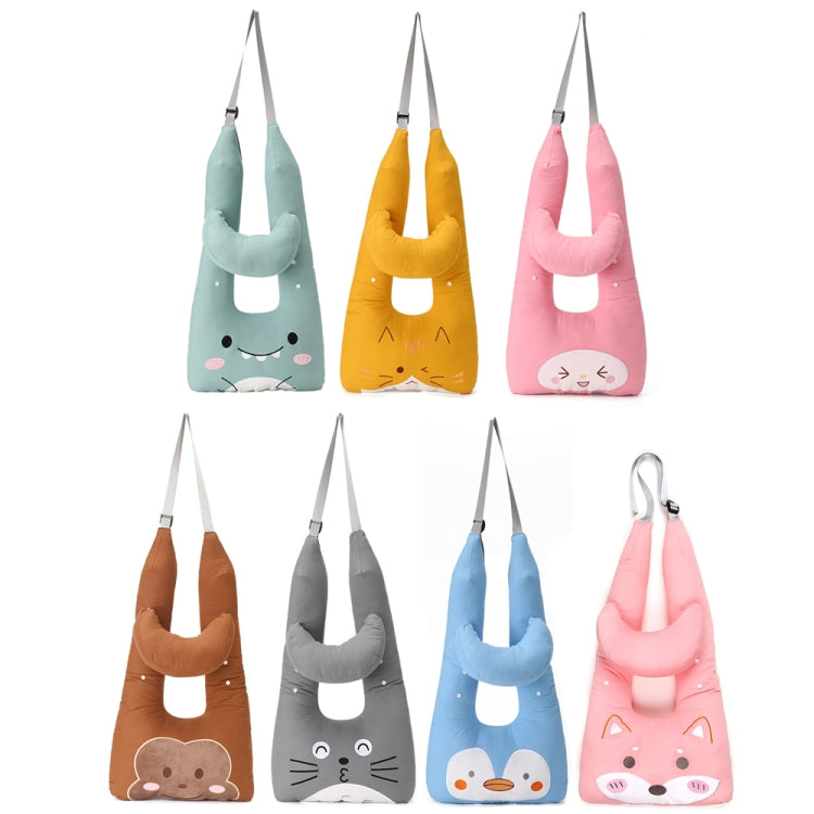 8146 Cartoon Adjustable Car Children Sleep Safety Belt U-shaped Neck Pillow, Gray Totoro, Blue Penguin, Yellow Cat, Coffee Monkey