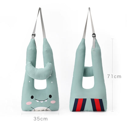 8146 Cartoon Adjustable Car Children Sleep Safety Belt U-shaped Neck Pillow, Gray Totoro, Blue Penguin, Yellow Cat, Coffee Monkey