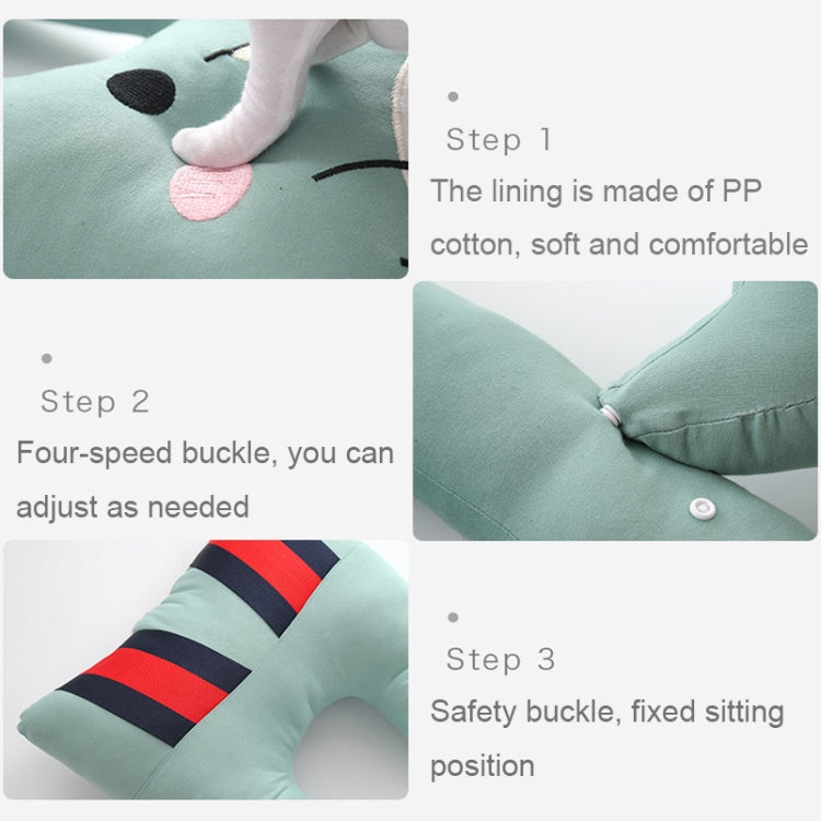 8146 Cartoon Adjustable Car Children Sleep Safety Belt U-shaped Neck Pillow, Gray Totoro, Blue Penguin, Yellow Cat, Coffee Monkey