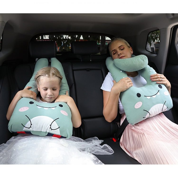 8146 Cartoon Adjustable Car Children Sleep Safety Belt U-shaped Neck Pillow, Gray Totoro, Blue Penguin, Yellow Cat, Coffee Monkey