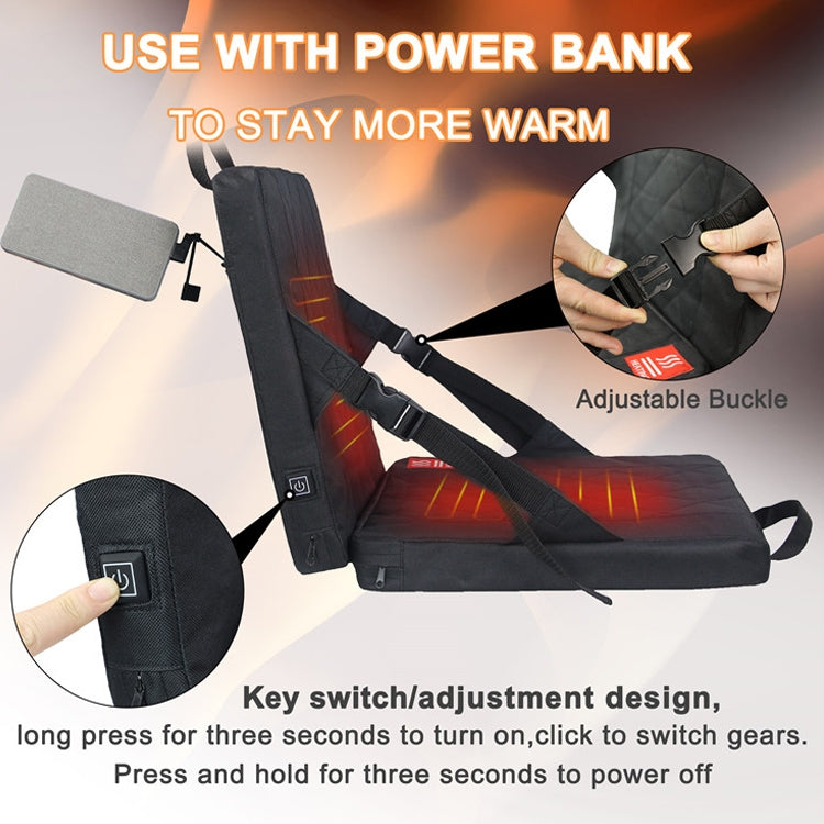 Outdoor Portable Camping Heated Foldable Cushion, Size:, 33x38x4cm Black, 33x38x4cm Khaki